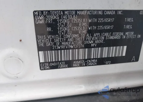 2021 Toyota Rav4 Xle from USA, damaged, VIN 2T3W1RFV7MW137274